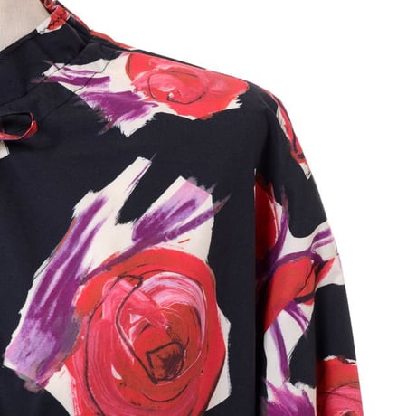 マルニ Marni 長袖ブラウスワンピース コットン スピンローズプリント