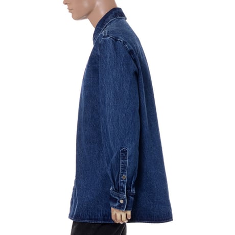 ラフシモンズ RAF SIMONS ストレートフィットデニムシャツ コットン ネイビー