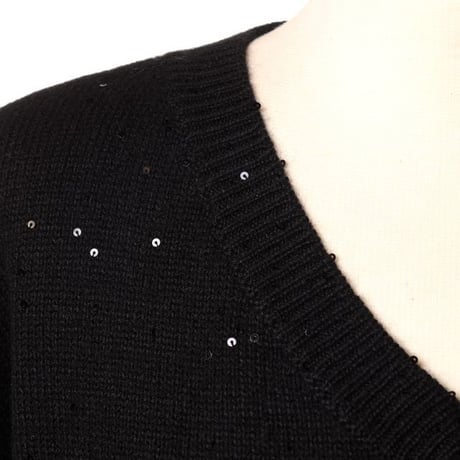 ブルネロクチネリ Brunello Cucinelli Vネック長袖セーター カシミアシルクニット ブラック
