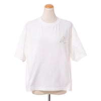 ロシャス ROCHAS RカットワークロゴTシャツ コットン ホワイト
