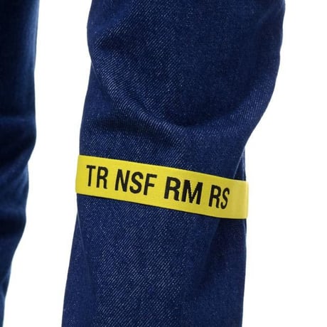 ラフシモンズ RAF SIMONS テープアンドパッチ付きレギュラーフィットジーンズ コットン ダークネイビー