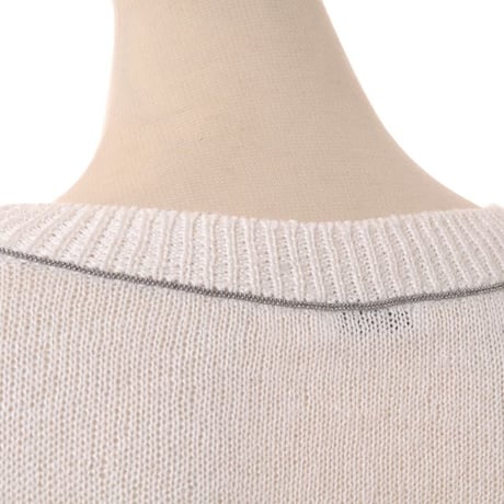ブルネロクチネリ Brunello Cucinelli Vネックセーター リネンシルク ホワイト 正規取扱