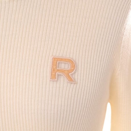 ロシャス ROCHAS ロゴタートルリブ長袖セーター ヴァージンウール ナチュラル