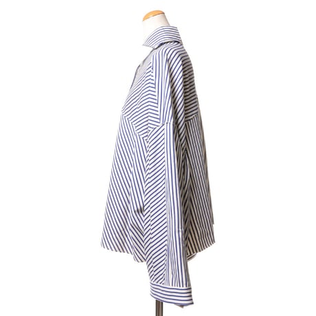 インポートブランド import brand メゾンジェジア MAISON JEJIA 2重襟ワイドブラウス コットン ブルーストライプ
