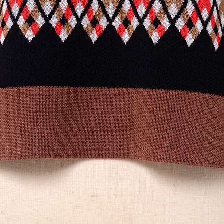 マルニ Marni ファスナータートルセーター レーヨンニット チェックブラウン