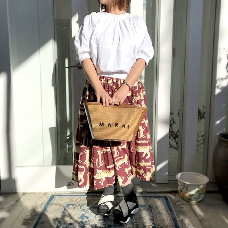 マルニ Marni リボン付きカットソー オーガニックコットン ホワイト 