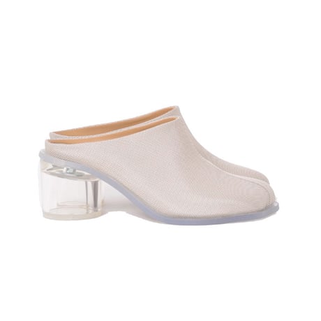 エムエムシックス メゾンマルジェラ MM6 MAISON MARGIELA スリッポンミュール ナイロンやレザー ライトグレー