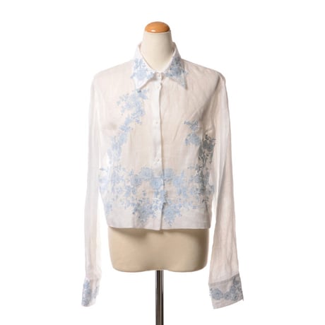 エルマノシェルビーノ ermanno scervino 刺繍入りブラウス 麻 ホワイト
