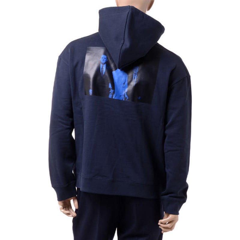 RAF SIMONS ラフシモンズ イリュージョンバックプリント刺繍フーデット