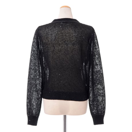 ブルネロクチネリ Brunello Cucinelli ラウンドネックカーディガン シルクリネン ブラック