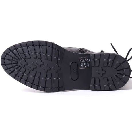 アンドゥムルメステール ann demeulemeester レースアップショートブーツ 牛革 ブラック