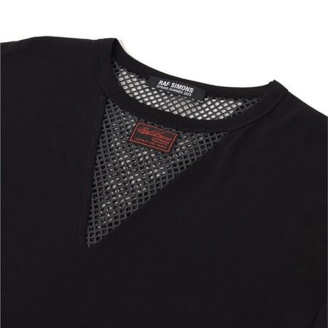 ラフシモンズ RAF SIMONS T-shirt with net insert Tシャツ コットン ブラック