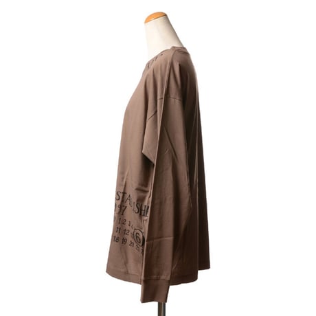 エムエムシックス メゾンマルジェラ MM6 MAISON MARGIELA ナンバリングロングTシャツ コットン ライトブラウン
