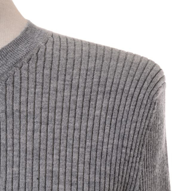 ロシャス ROCHAS 丸襟リブカーディガン カシミア パステルグレー ロシャス ROCHAS 丸襟リブカーディガン カシミア パステルグレー