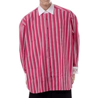 ラフシモンズ RAF SIMONS Busniess shirt with RS embroidery and label コットン バーガンディホワイト