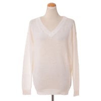 ブルネロクチネリ Brunello Cucinelli Vネックセーター リネンシルク ホワイト