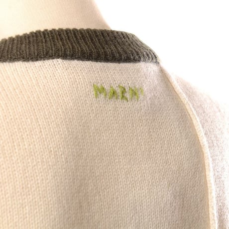 マルニ Marni カラーブロックフレンチスリーブセーター カシミヤ アンティークホワイトマルチ