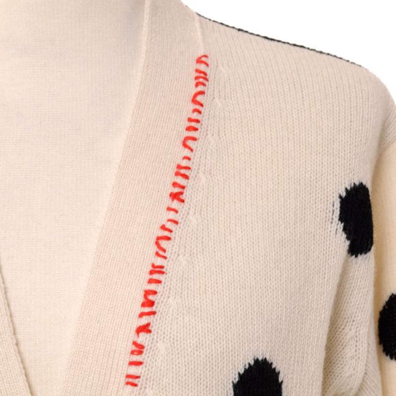 マルニ Marni Vネック刺繍水玉カーディガン ヴァージンウール マルニ Marni Vネック刺繍水玉カーディガン ヴァージンウール