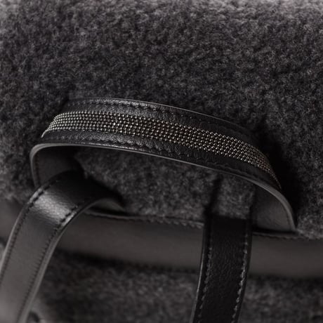 ブルネロクチネリ Brunello Cucinelli ムートンバックパック レザーリュック グレー イタリア製 レディース 正規取扱