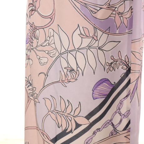 アニオナ AGNONA ワイドフォルムパンツ シルククレープ ライラックプリント
