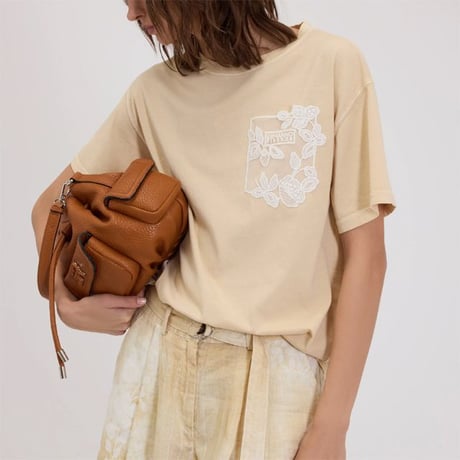 エルマノシェルビーノ ermanno scervino 丸襟刺繍ポケットTシャツ コットン ベージュ