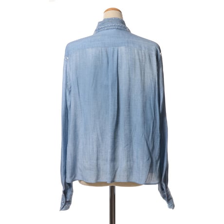 エルマノシェルビーノ ermanno scervino レースブラウス レーヨン ブルー