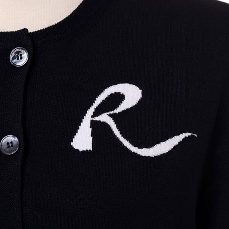 ロシャス ROCHAS Rロゴインターシャカーディガン レーヨンなど ブラック