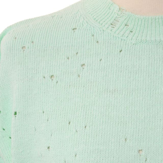 ミハラヤスヒロ　立体ニット　グリーン　38 ミハラヤスヒロ MIHARAYASUHIRO 穴開きセーター コットン ミント