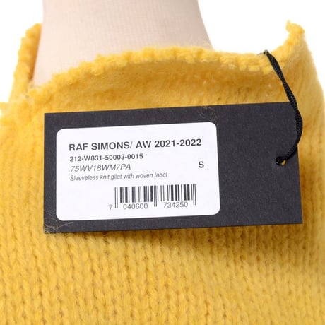 ラフシモンズ RAF SIMONS ニットベスト ウールモヘア イエロー