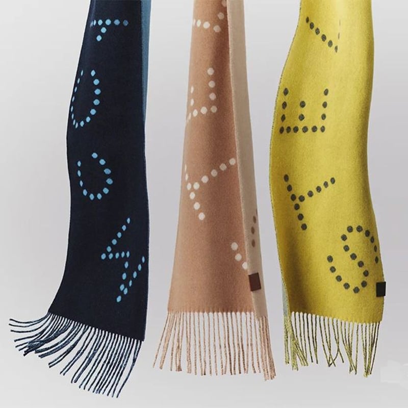 ステラマッカートニー stella mccartney ロゴスカーフ ウール ネイビー