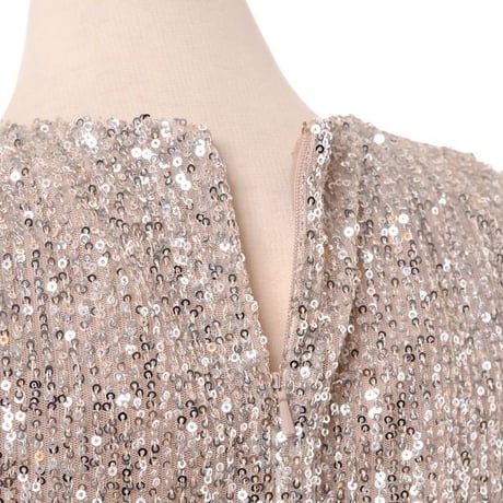 ロシャス ROCHAS ビスチェタンクトップ ポリエステル ベージュスパンコール