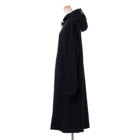 ラフシモンズ RAF SIMONS フーディードレス 裏起毛コットン ブラック