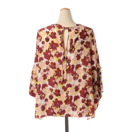 マルニ Marni ラウンドネックフラワープリントブラウス シルククレープ ピンクプリント 正規取扱