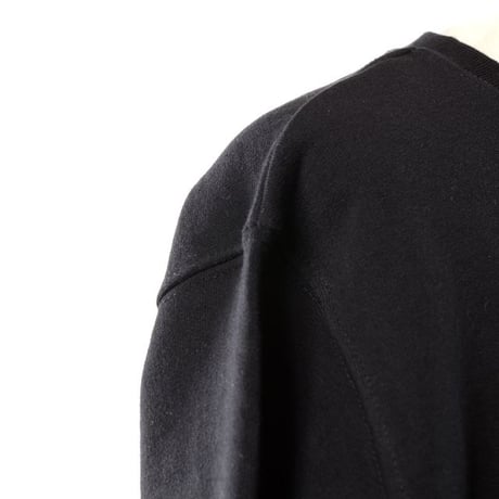 ジェイクベルフォート JAKE BELFORT ワンポイント刺繍丸襟トレーナー 裏起毛コットン ブラック