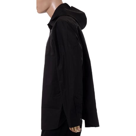 ラフシモンズ RAF SIMONS シャツウィズフッドアンドプリントオンスリーブ・シャツ コットン ブラック