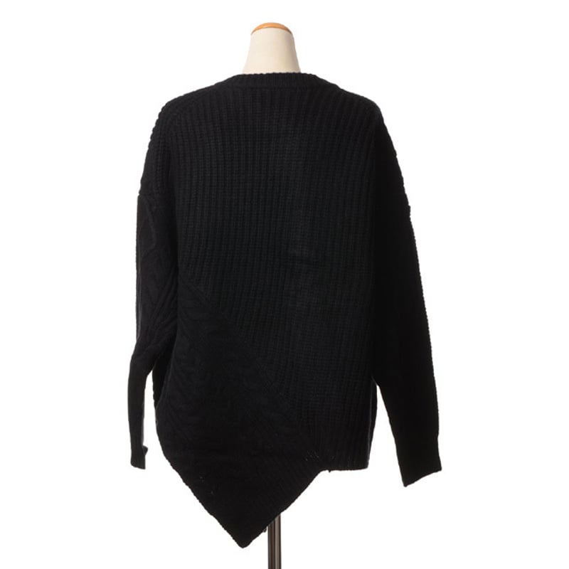 ダウェイ DAWEI ざっくり変形カーディガン 厚手ウール ブラック