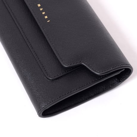 マルニ Marni ボタン付き長財布 サフィアーノレザー ブラック