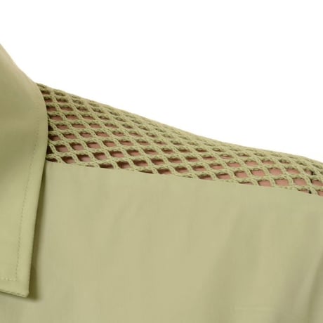 ラフシモンズ RAF SIMONS Classic shirt with net insert シャツ コットン ライトグリーンミント