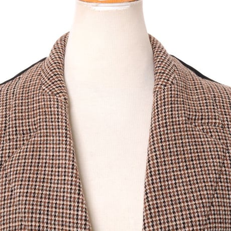 エムエムシックス メゾンマルジェラ MM6 MAISON MARGIELA リバース トレンチコート ウール ブラウンチェックブラック