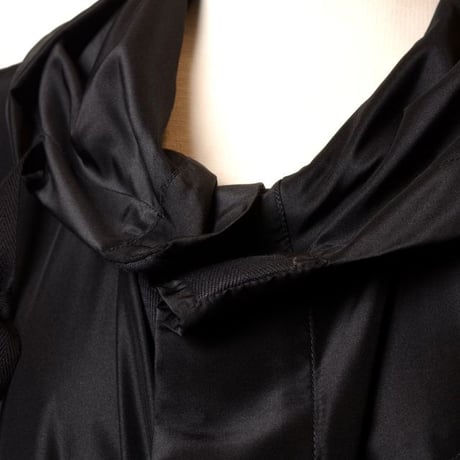 アンドゥムルメステール ann demeulemeester フード付きロングコート ポリエステルシルク ブラック