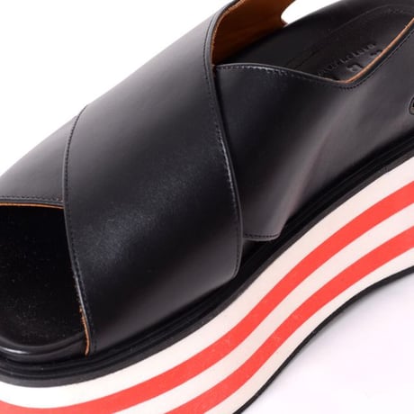 マルニ Marni フスベッドウェッジサンダル レザー・ラバー ブラック