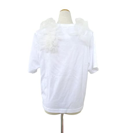 レキサミ rekisami チュール付きTシャツ コットン ホワイト 正規取扱