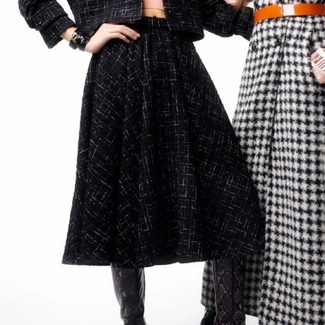 ロシャス ROCHAS ボリュームスカート ツイード ブラック