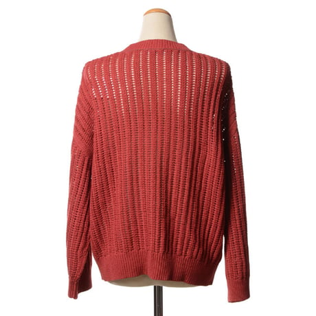 ブルネロクチネリ Brunello Cucinelli 透かし編みセーター コットンヤーン レッド