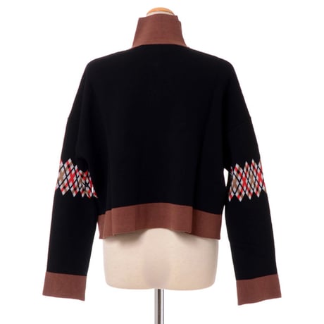 マルニ Marni ファスナータートルセーター レーヨンニット チェックブラウン