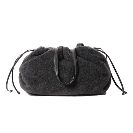 ブルネロクチネリ Brunello Cucinelli ムートン巾着バッグ グレー レザーバッグ イタリア製 レディース 正規取扱