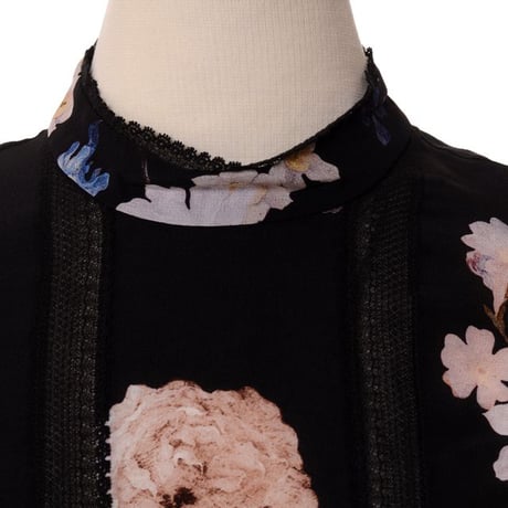 アーデム ERDEM レティスアトップス シルク ブラックプリント