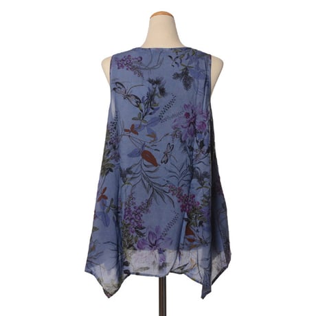 インポートブランド import brand プルマナック PLOUMANAC'H ノースリブラウス コットン 花柄ダークブルー