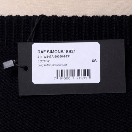 ラフシモンズ RAF SIMONS ロングニットジャガード織スカート ブラックピンク