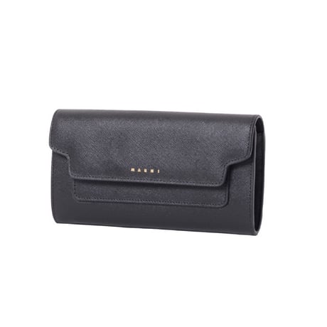 マルニ Marni ボタン付き長財布 サフィアーノレザー ブラック